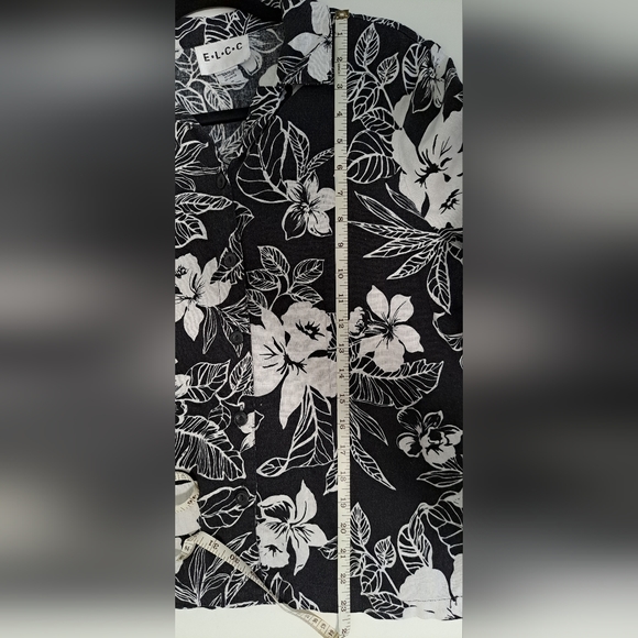 E.L.C.C. Linen-Blend Hawaiian Button-Up Shirt – Women’s M (Black & White Floral) - Picture 4 of 6